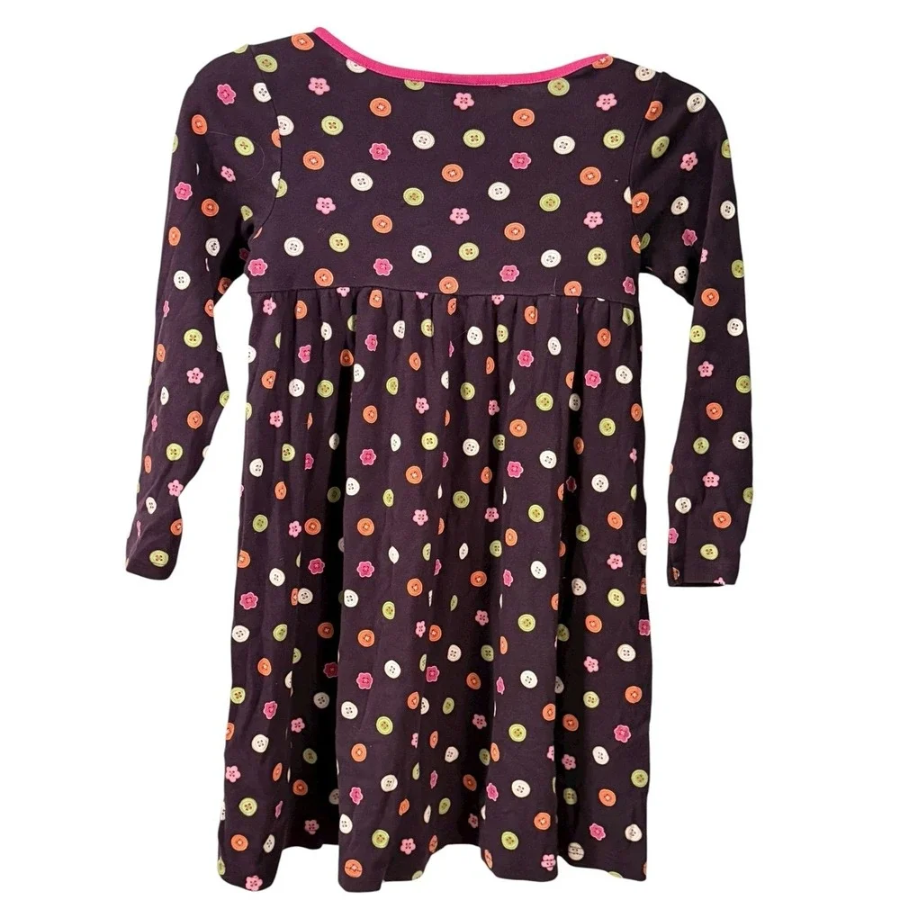 Gymboree Girls All About The Buttons Print Dark Purple Dress SZ‎ 8 100% Cotton